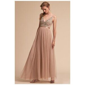 bhldn paisley 3d embellished side slit maxi dress Anthropologie BHLDN Paisley 3D Embellished Side-Slit Maxi Dress
